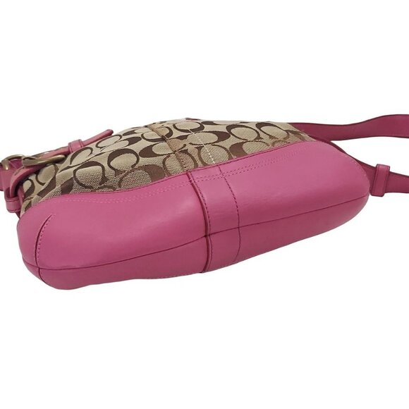 Auth COACH Signature Soft Duffle F03574 Khaki Pink Jacquard Leathe - Picture 12 of 13